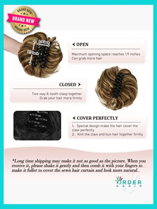 Claw Clip Messy Bun Hair Piece Real Human Hair Wavy Chignon Updo Extensions main image 5